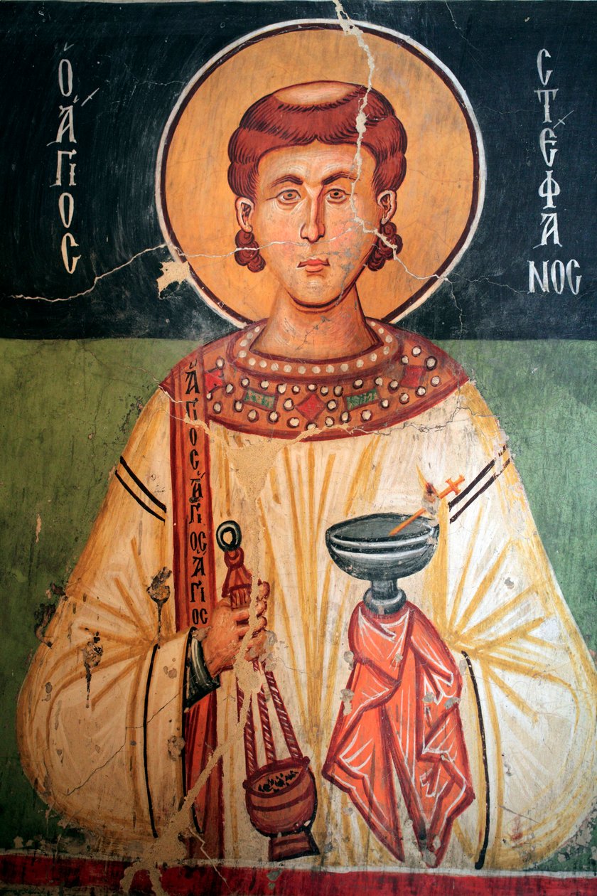 Fresque byzantine du 15ème siècle (détail), Saint Étienne, Église de l