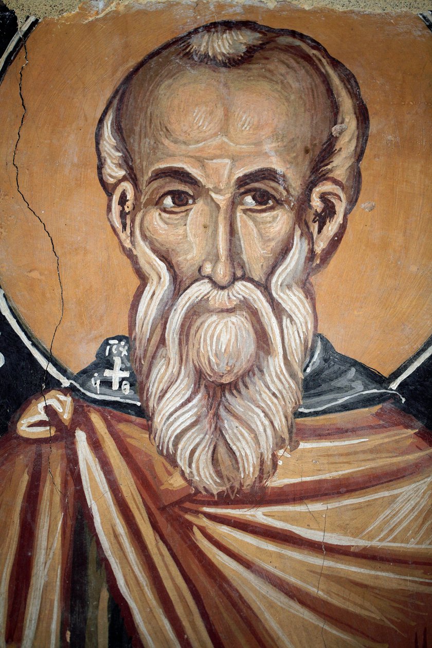 Fresque byzantine du 15ème siècle (détail), Saint Théodose le cénobite, Chapelle de l