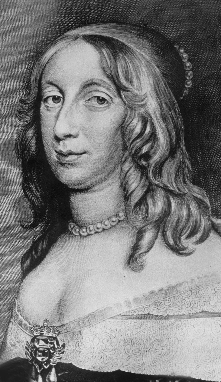 Christina (1626-1689) fille de Gustav II Adolf, reine de Suède en 1632-1654. gravure colorée, 19ème siècle - Unknown