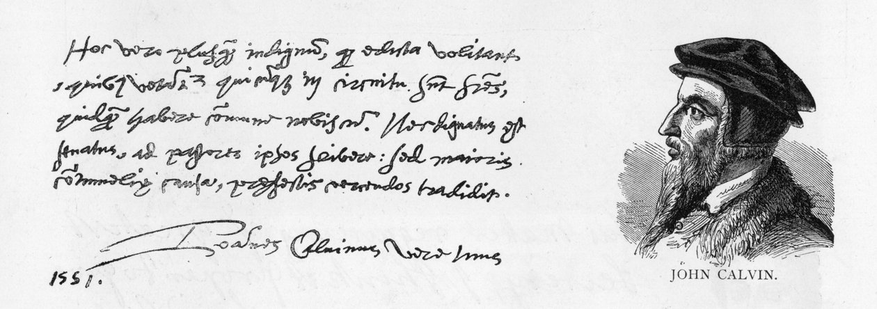 Écriture et signature de Jean Calvin, 8 décembre 1551 - Unknown