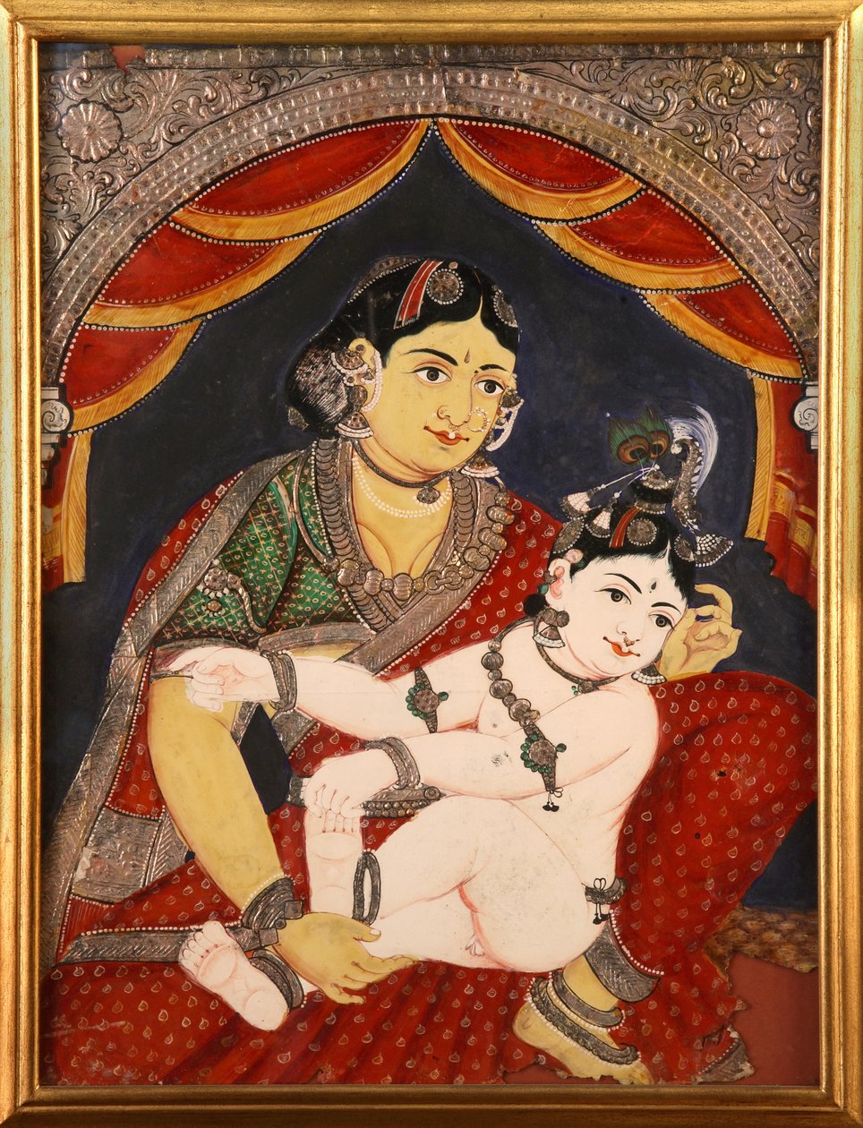 Krishna, école de peinture de Tanjavore, fin du 19ème siècle, Tamil Nadu, Inde - Unknown