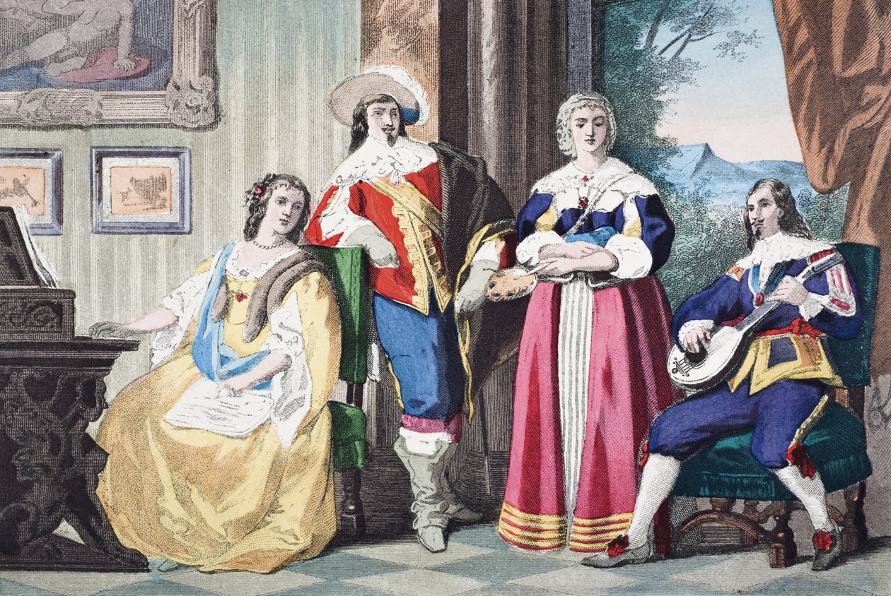 Costume de cavalier anglais sous le règne de Charles II, vers 1670, de 