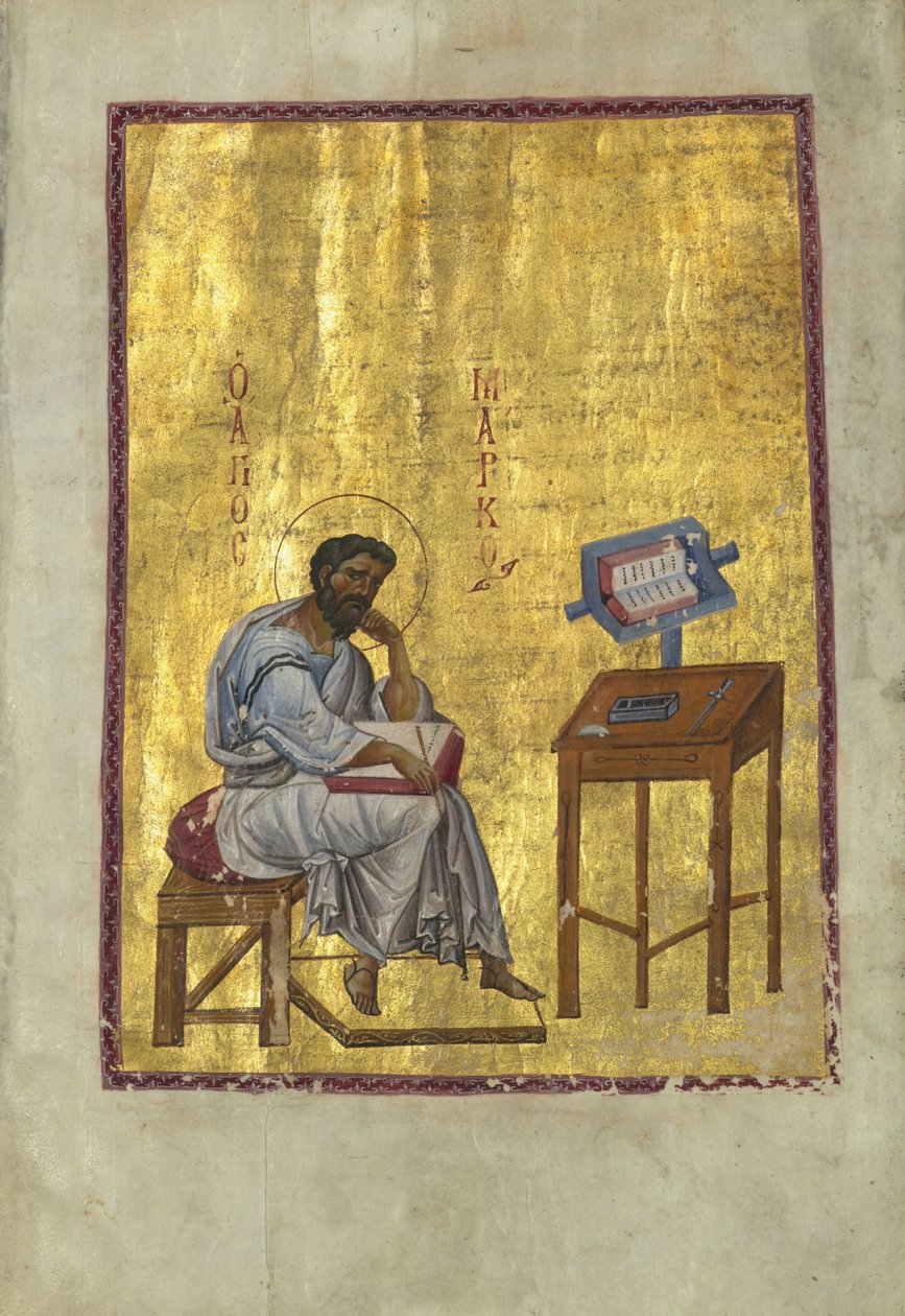 Évangéliste Marc Assis dans son Étude - Byzantine