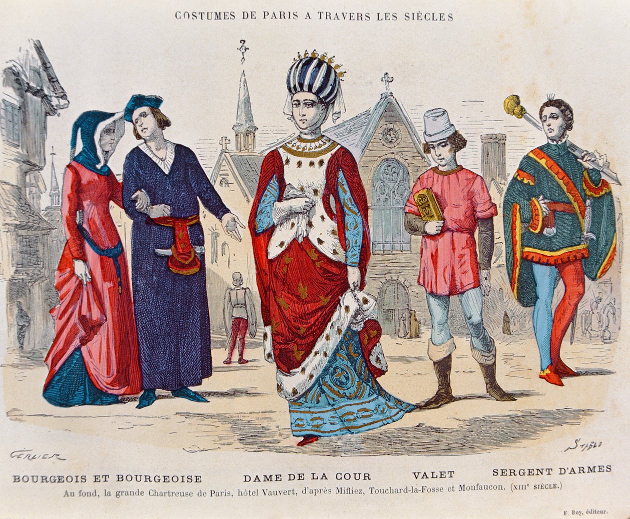 Costumes de cour en France au XIIIe siècle, illustration de 