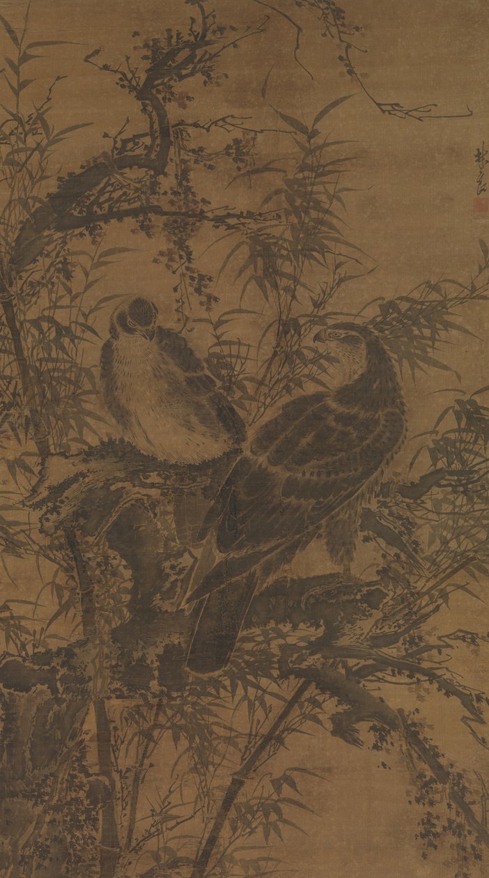 Deux faucons dans un fourré - Lin Liang