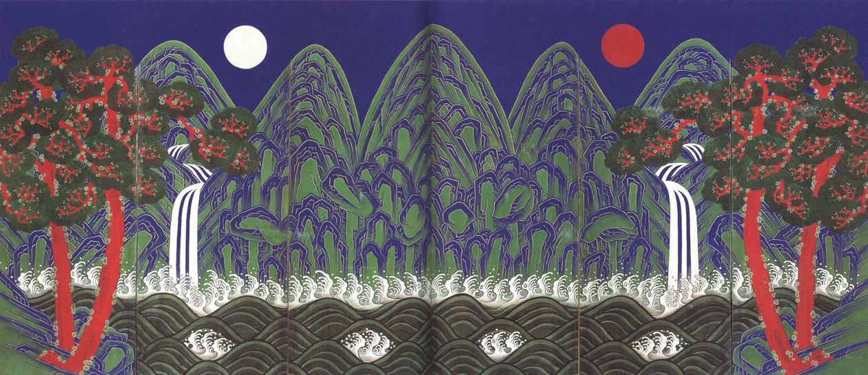 Peinture du Soleil, de la Lune et des Cinq Pics - Unknown