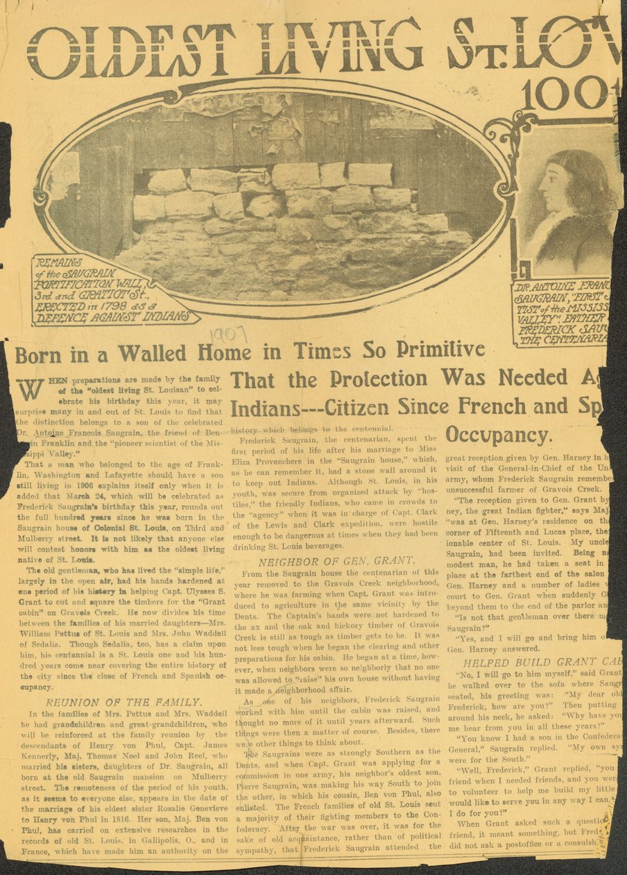 Déclare que Frederick Saugrain est le plus ancien résident vivant de Saint-Louis à 100 ans - Unknown