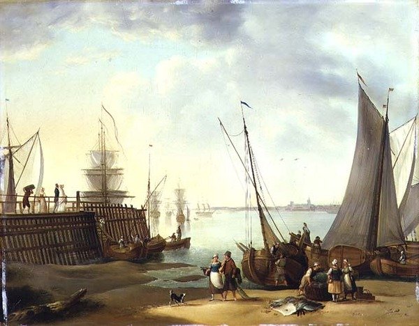 Scène de navigation hollandaise - (fl.1860) W.W.
