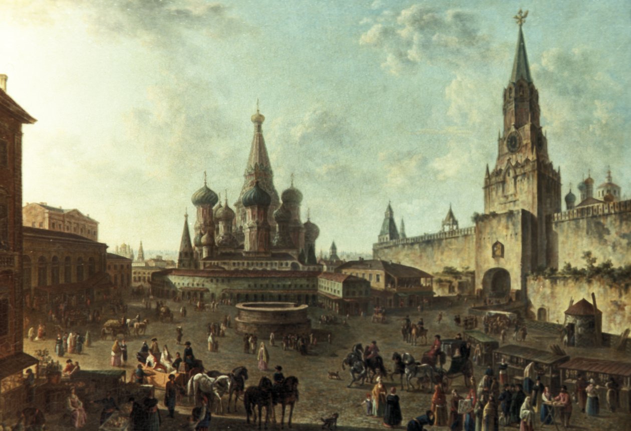 Peinture de la Place Rouge à Moscou par Fyodor Alexeyev (1801) - Unknown
