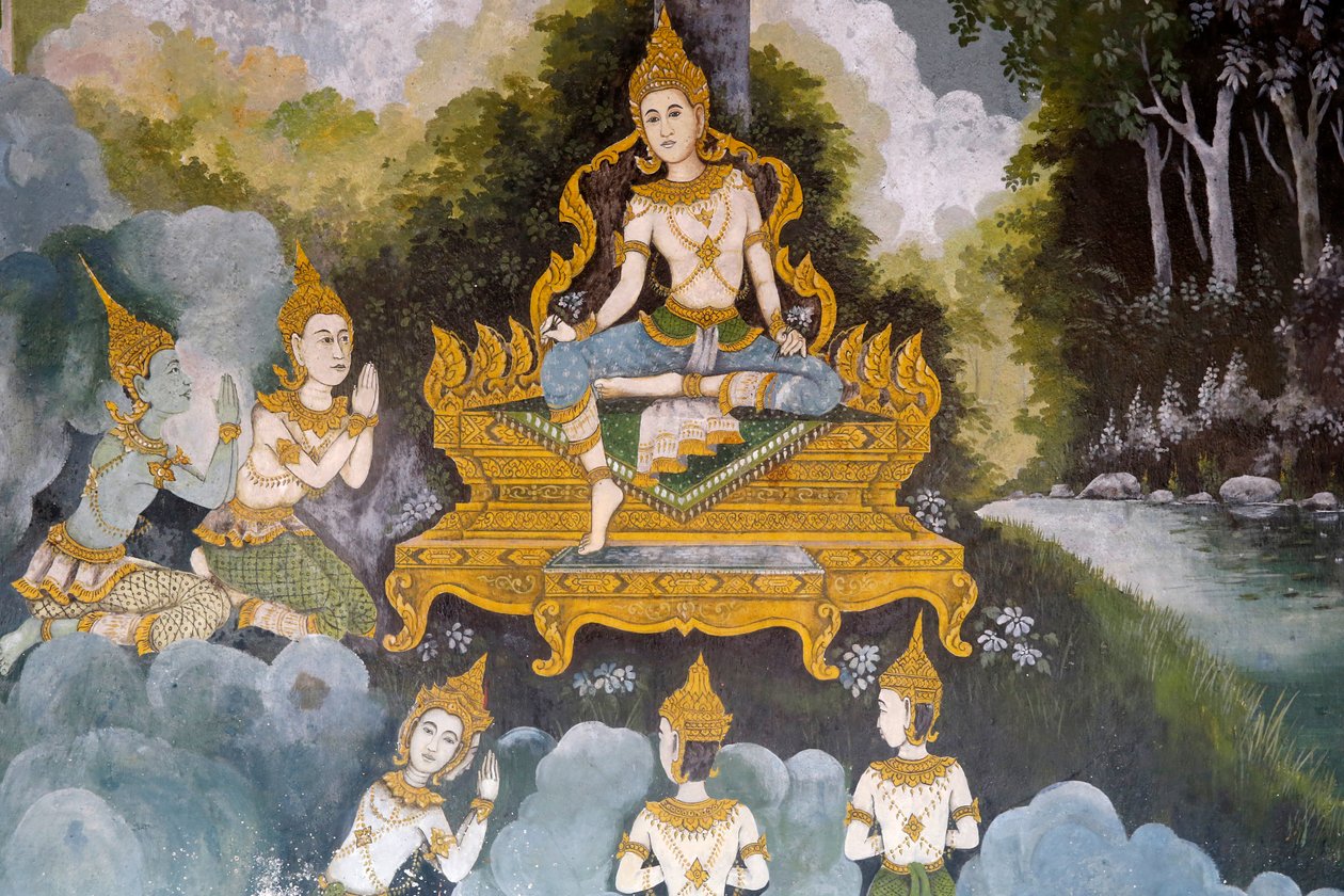 Fresque représentant une scène de la vie de Bouddha à Wat Phra Doi Suthep, Chiang Mai, Thaïlande - Unknown