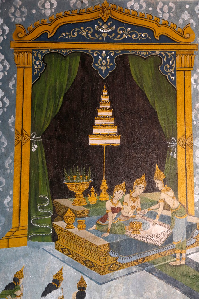 Fresque représentant une scène de la vie de Bouddha à Wat Phra Doi Suthep, Chiang Mai. Jeune Bouddha en prince. Thaïlande - Unknown