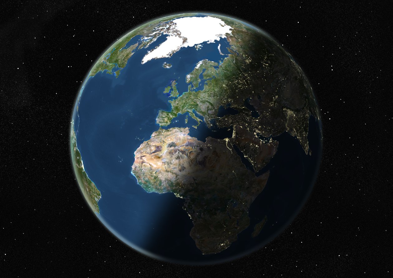 Globe centré sur l