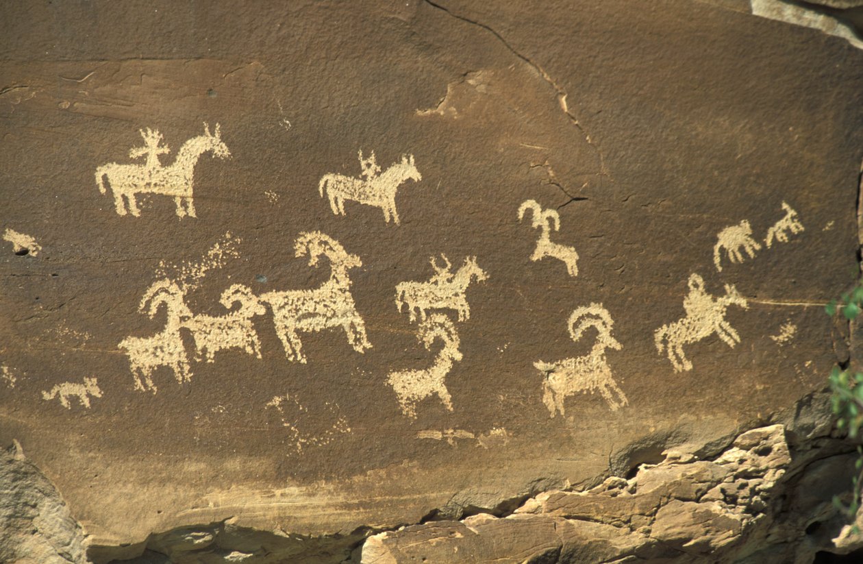 Graffitis indiens, parc national des Arches, Utah, États-Unis d