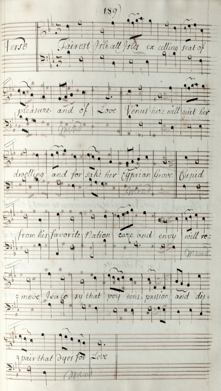 Partition manuscrite de King Arthur, par Henry Purcell - Unknown