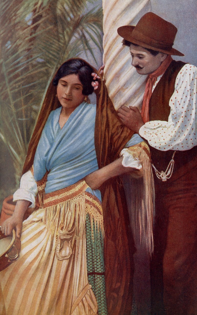 Espagne. Jeune couple espagnol en vêtements caractéristiques. 1920 - Unknown