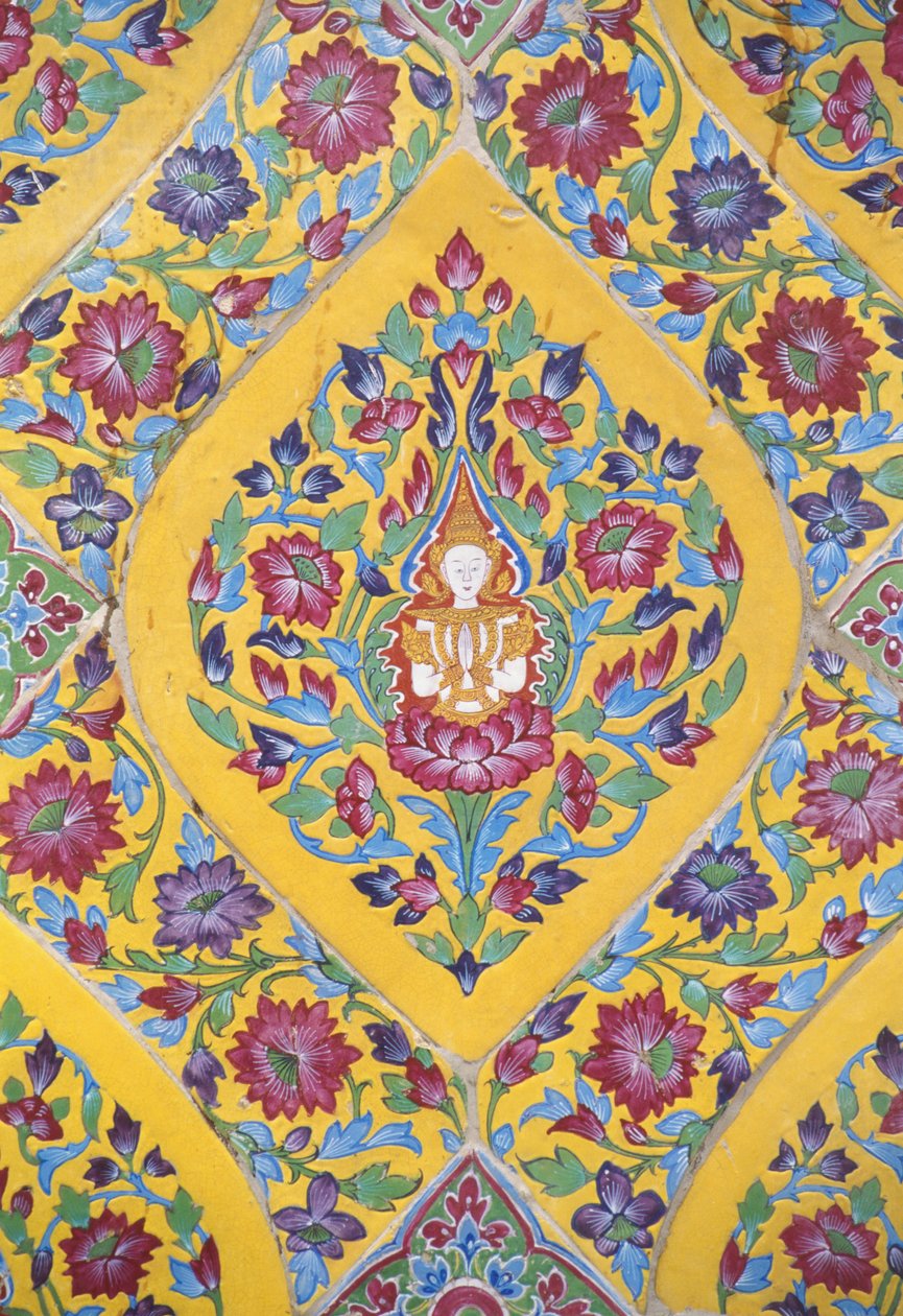 Thaïlande, Wat Rachabophit, temple bouddhiste, détail coloré de carreaux - Unknown