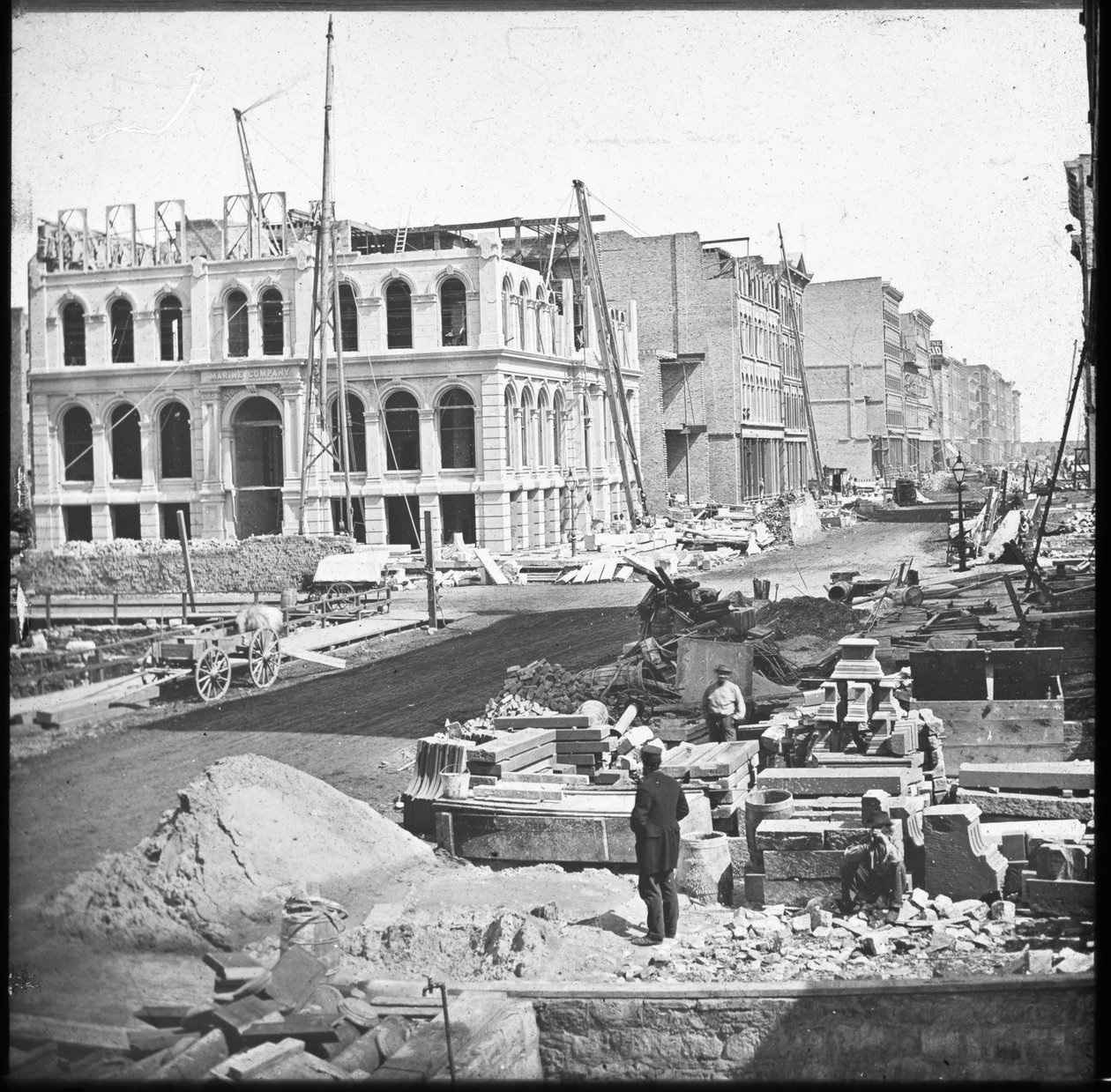 Reconstruction du bâtiment de la Marine Bank après le grand incendie de Chicago, vers 1873 - American Photographer