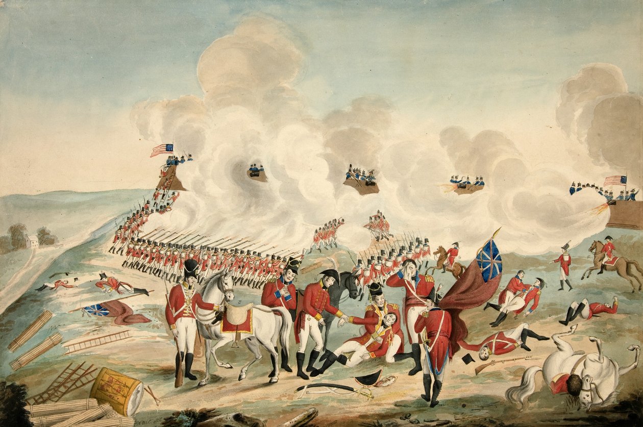 Bataille de la Nouvelle-Orléans et mort du Major Général Packenham le 8 janvier 1815, pub. 1815 - American School