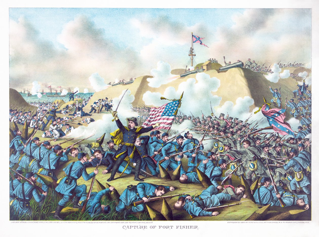 Capture de Fort Fisher, pub. Kurz & Allison, 1890 - American School
