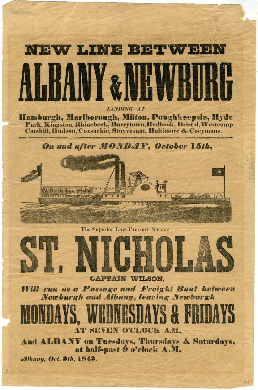 Nouvelle ligne entre Albany et Newburg... Le vapeur à basse pression supérieur St. Nicholas, 1849 - American School