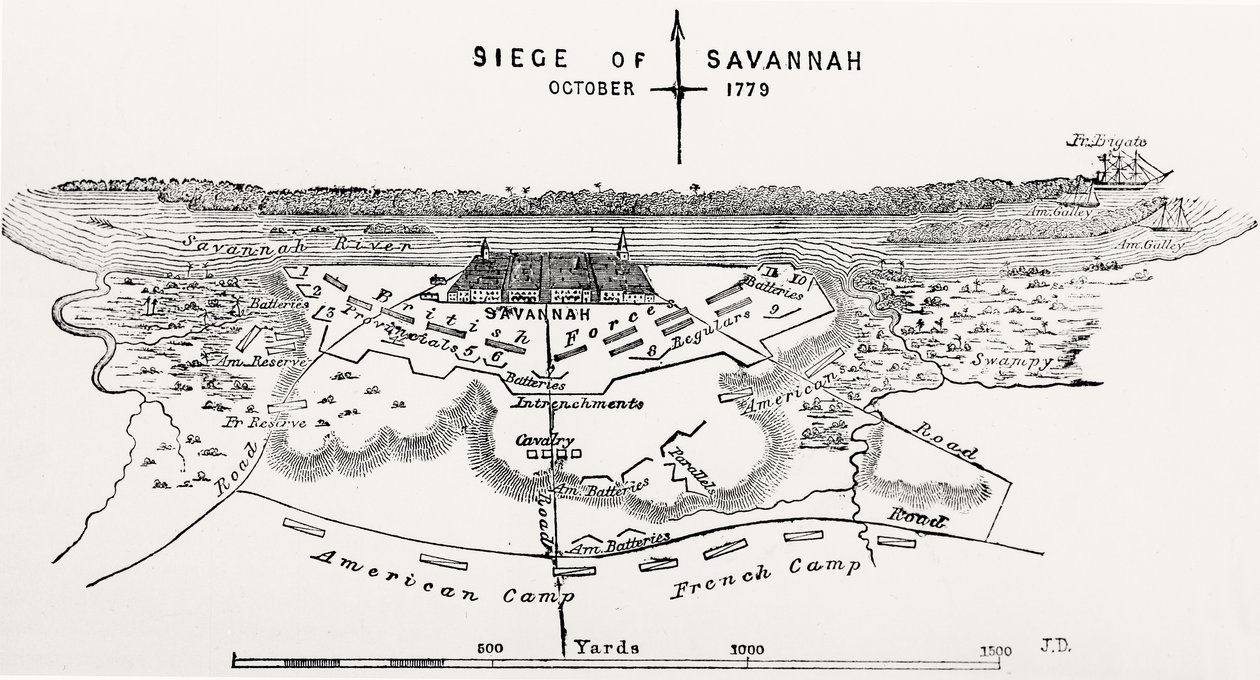 Plan du siège de Savannah, octobre 1779 - American School