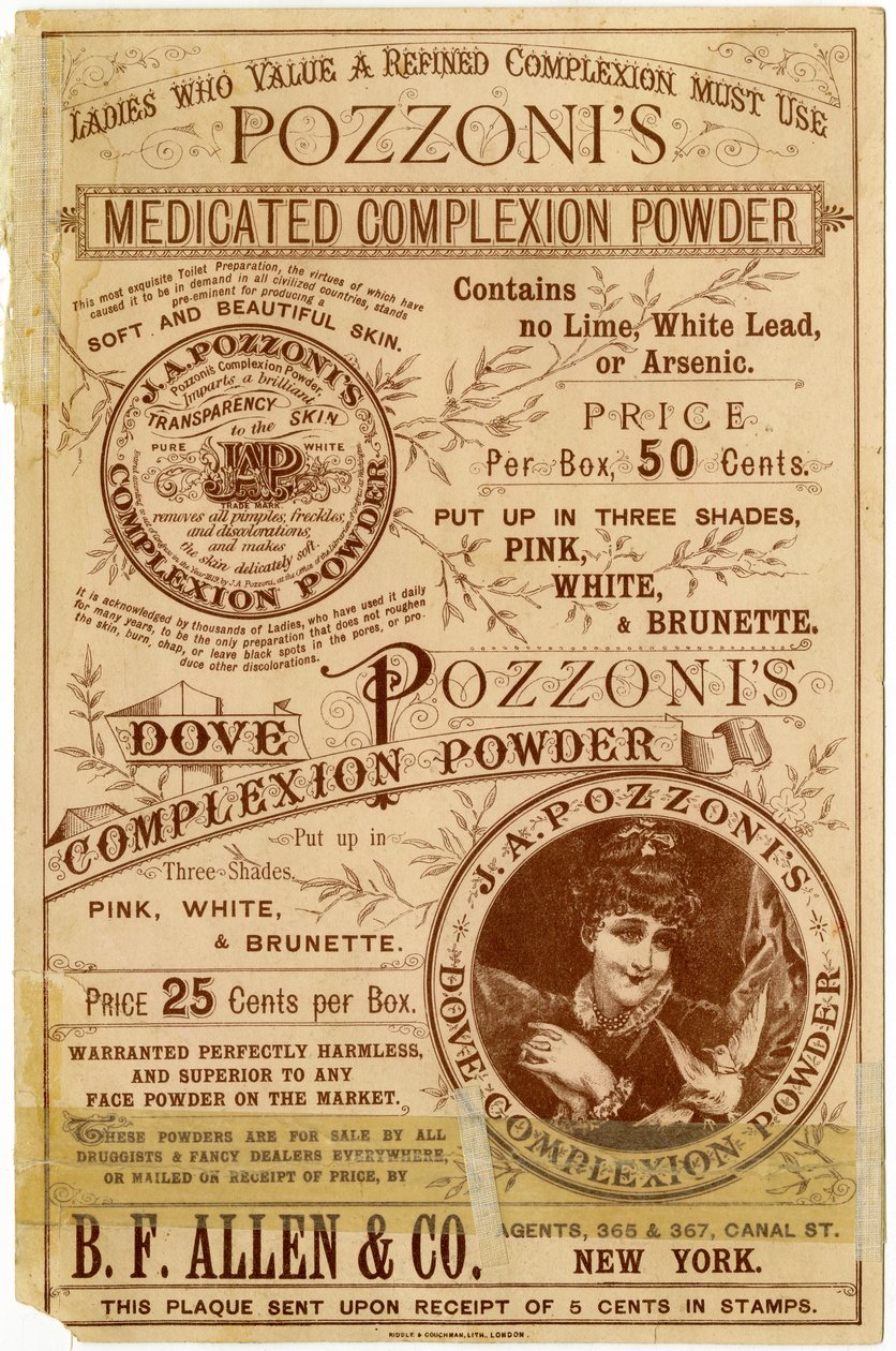 Poudre de teint de colombe de Pozzoni [carte de commerce verso] - American School