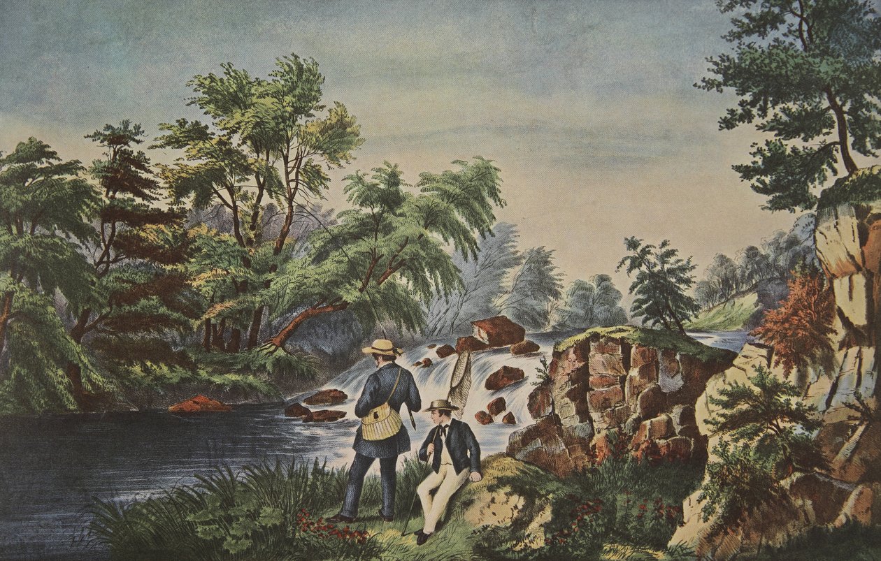 Le ruisseau à truites, Currier & Ives, pub. 1852 - American School