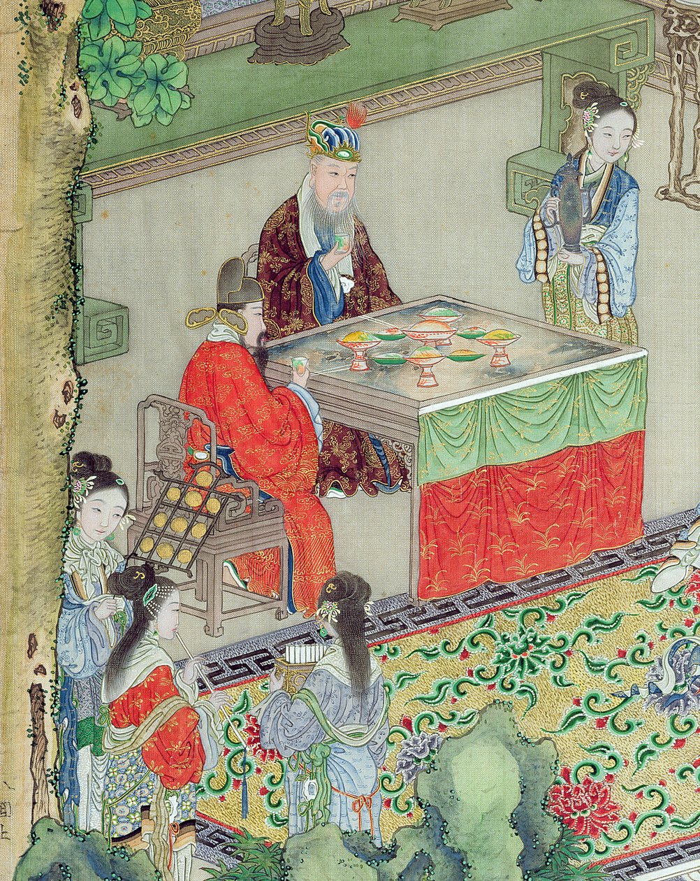 Un mandarin chinois étant diverti (détail) - Chinese School