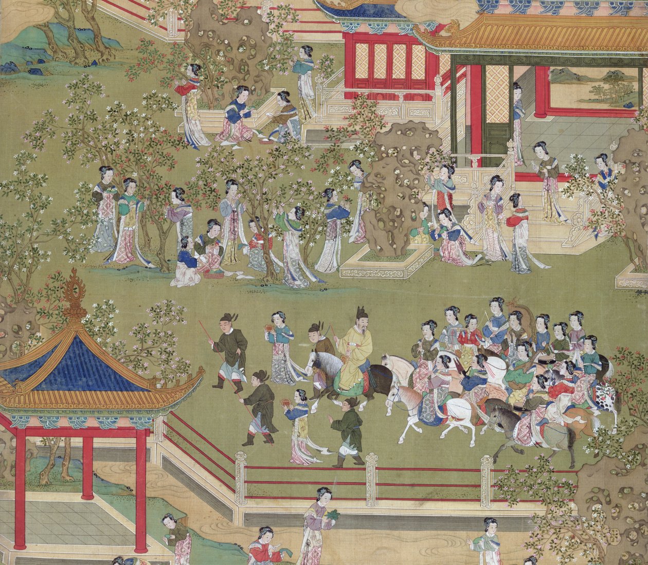 Empereur Yang Ti (581-618) se promenant dans ses jardins avec ses épouses, d
