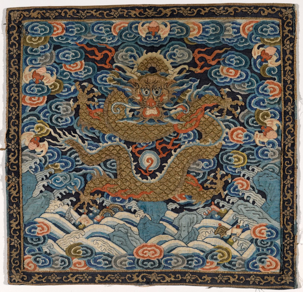 Carré mandarin (soie et fils métalliques) - Chinese School