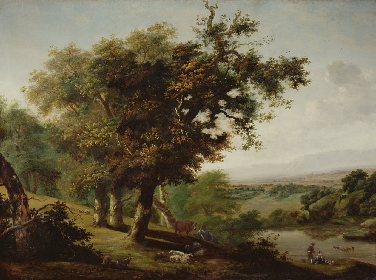 Paysage avec trois chênes - Dutch School