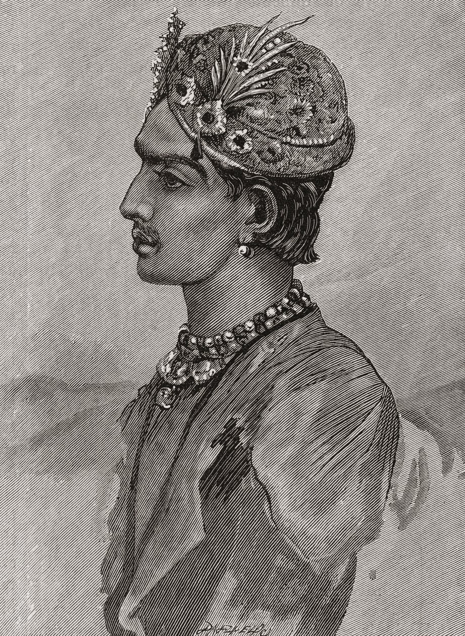 Maharaja Mangal Singh Prabhakar, tiré de The Magazine of Art, publié en 1878 - English School