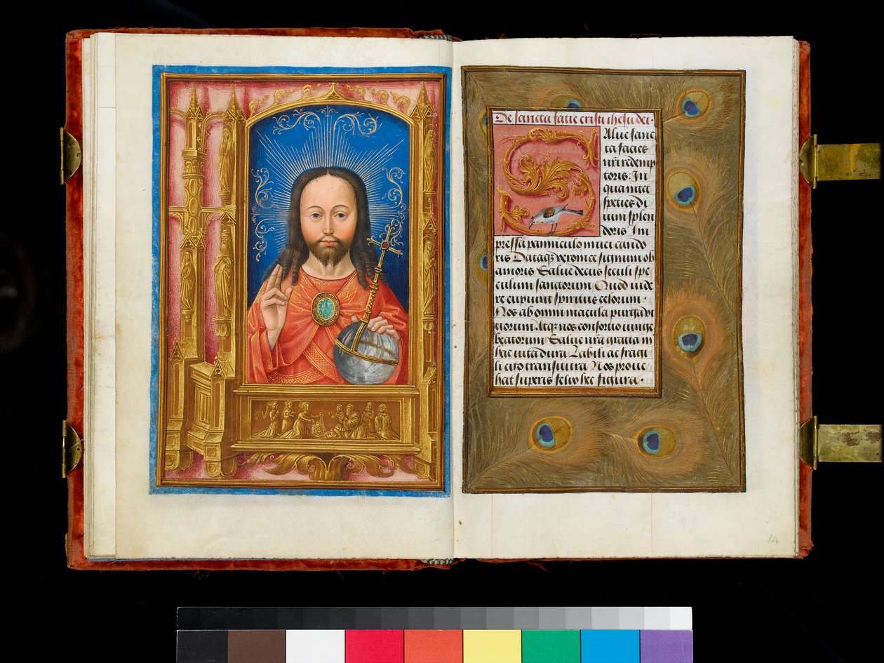 Ms 1058-1975 f.13v-14 Christ en majesté au-dessus d
