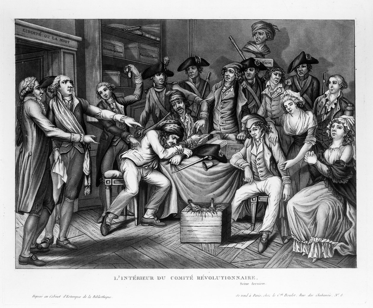 Intérieur du Comité révolutionnaire, pub. 1794 - French School