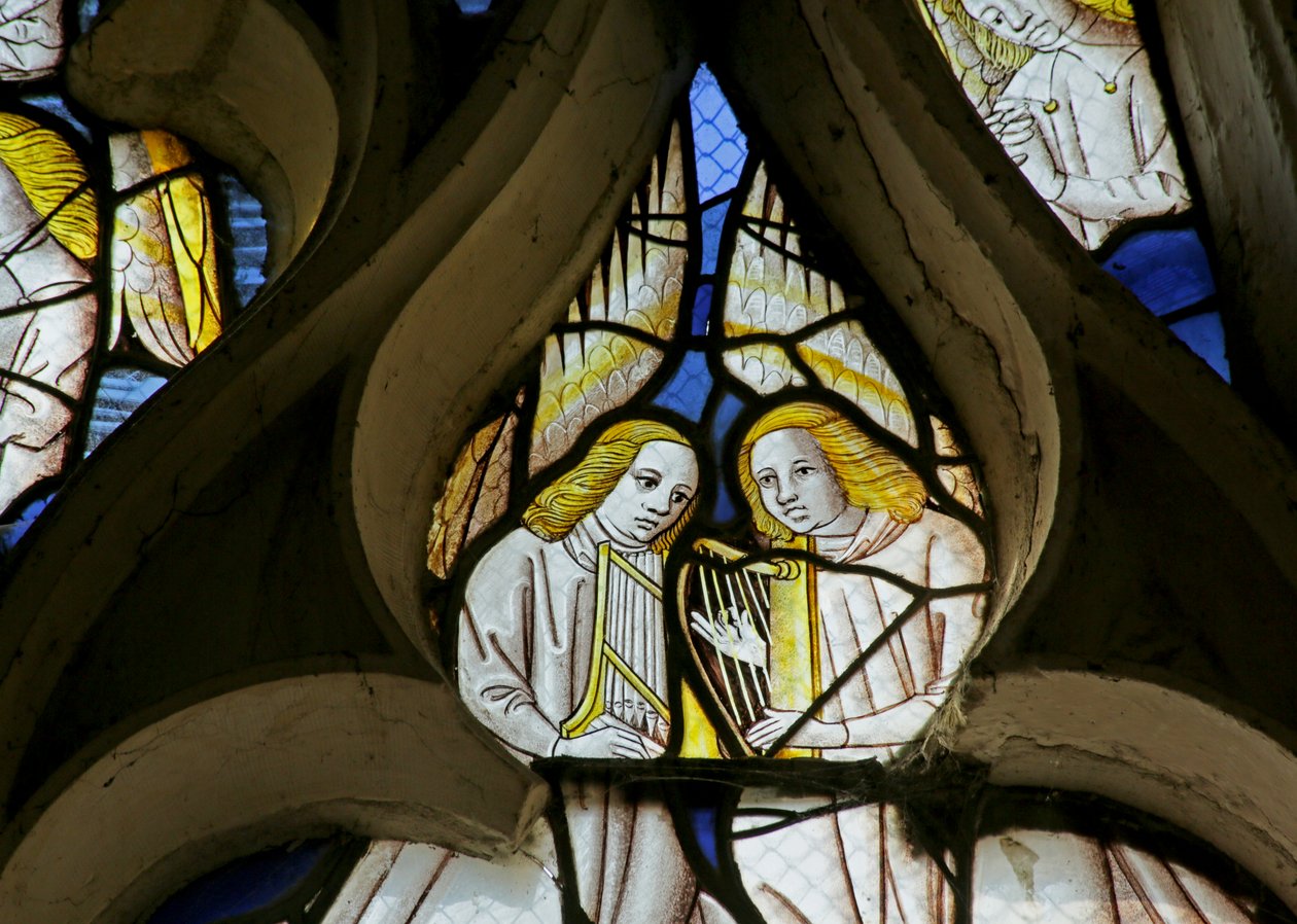 Fenêtre représentant Dieu, Anges et au-dessus la Seconde Venue du Christ - French School