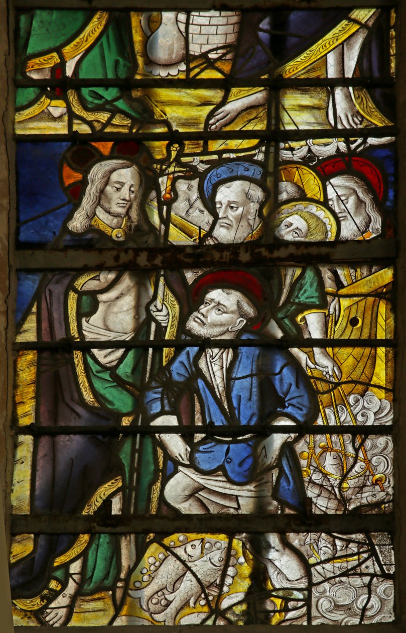 Fenêtre représentant la Pêche Miraculeuse - French School