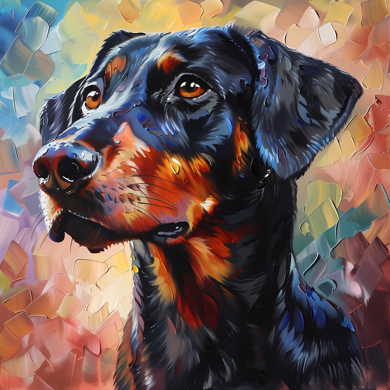 Peinture abstraite de chien Rhodesian Ridgeback - F. Abderrahim