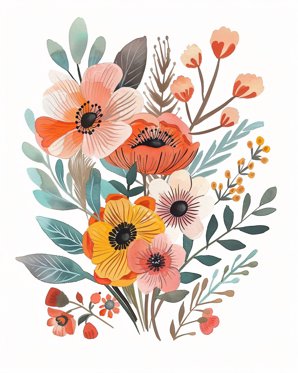 Pépinière florale bohème pour affiches botaniques et impressions sur toile - F. Abderrahim