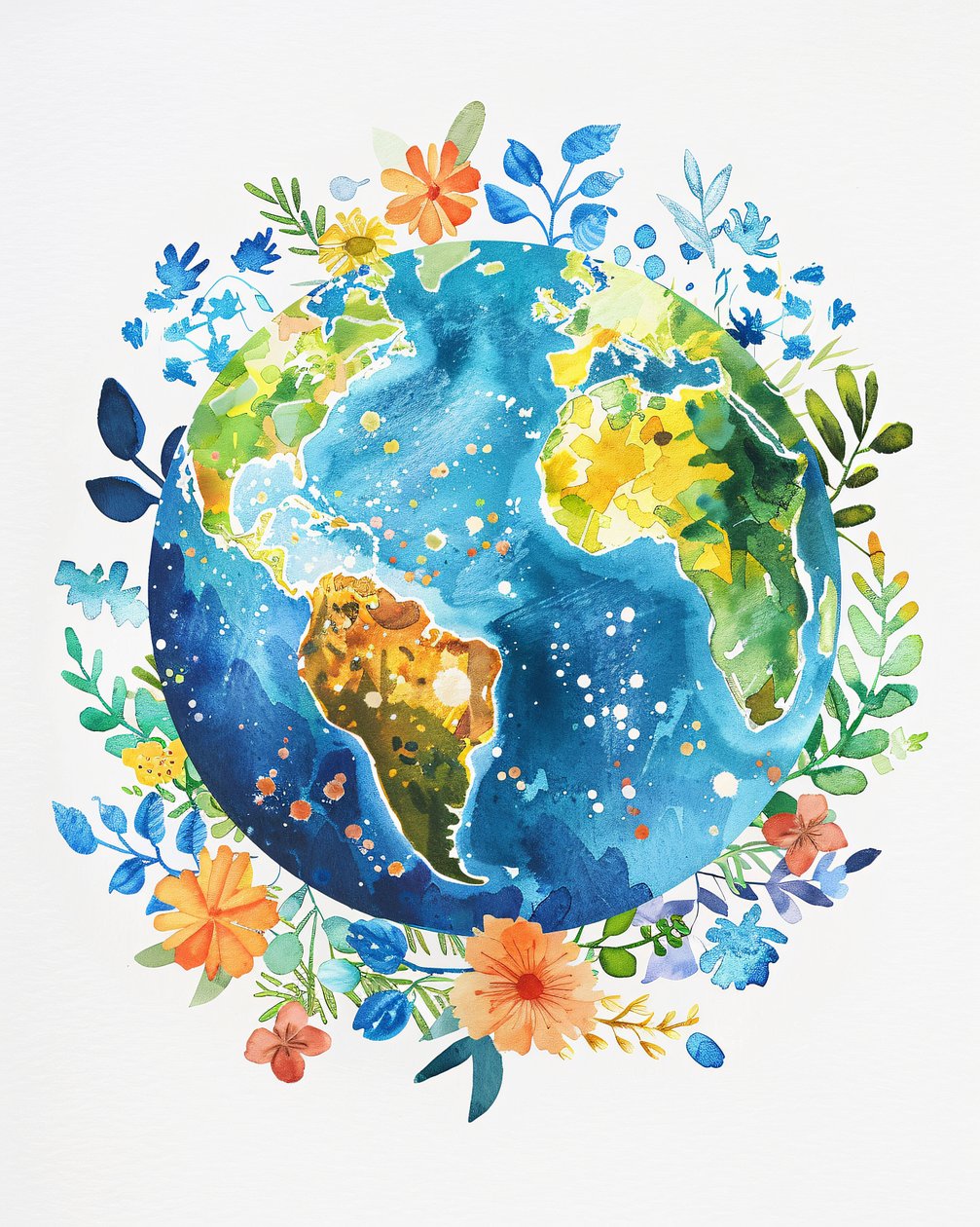 Planète bohème aquarelle pour décoration murale de paix - F. Abderrahim