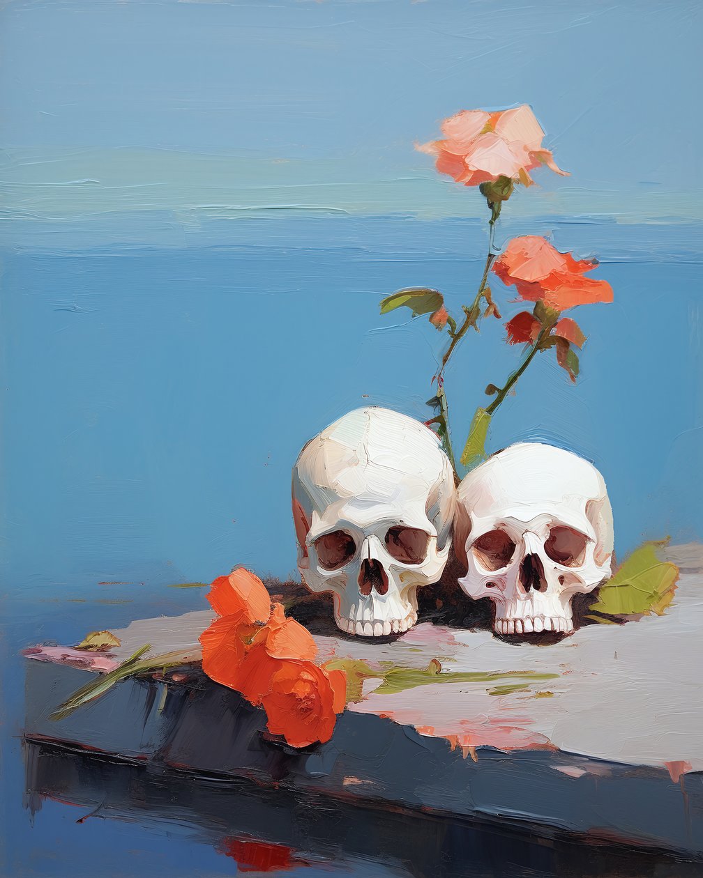 Peinture abstraite minimaliste honorant les crânes des ancêtres - F. Abderrahim