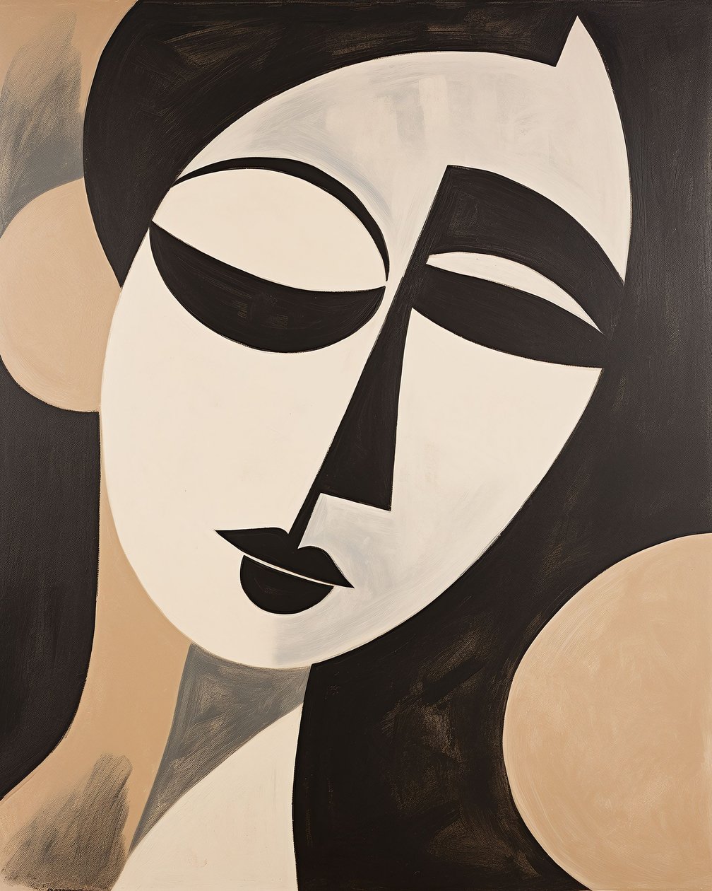 Femme abstraite noire et beige style Henri Matisse - F. Abderrahim