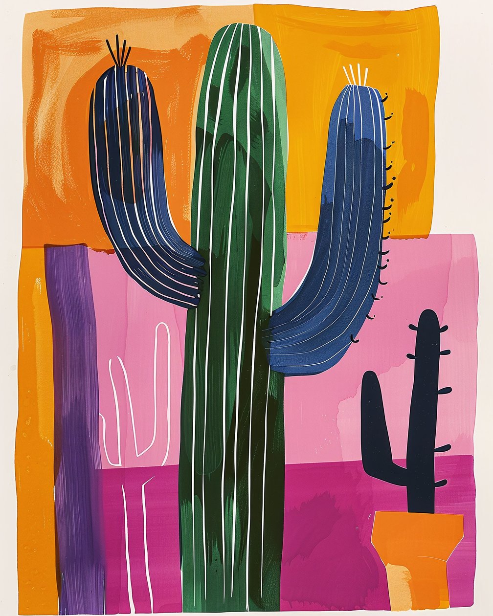 Peinture de cactus style Henri Matisse - F. Abderrahim