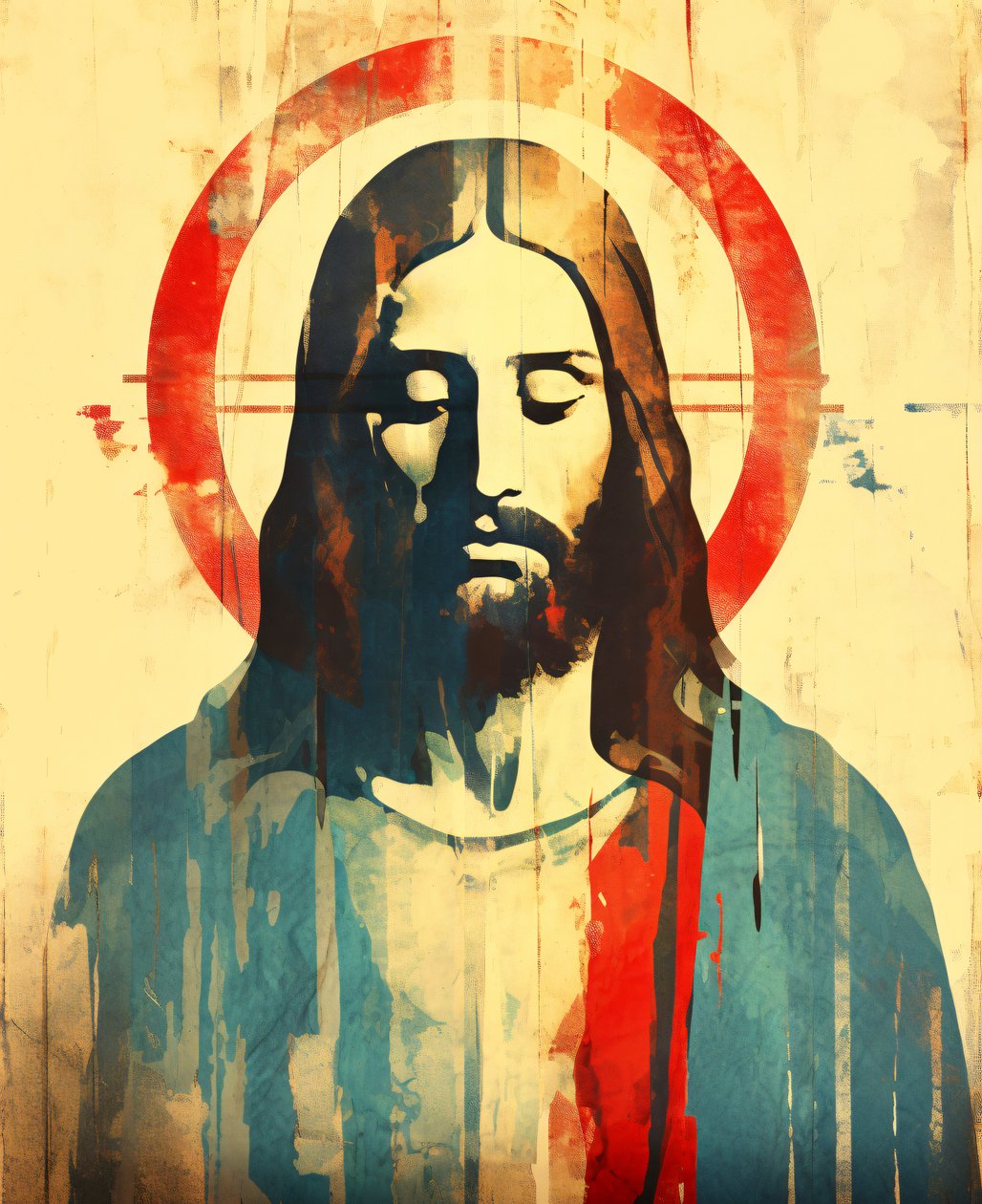 Figure religieuse chrétienne Jésus-Christ, style bohème - F. Abderrahim