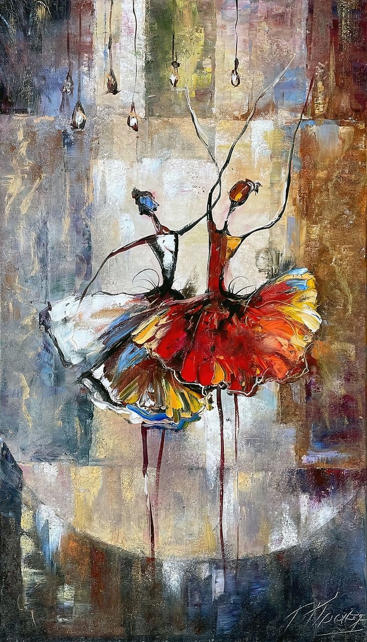 Filles dansantes abstraites, décoration murale pour salon - F. Abderrahim