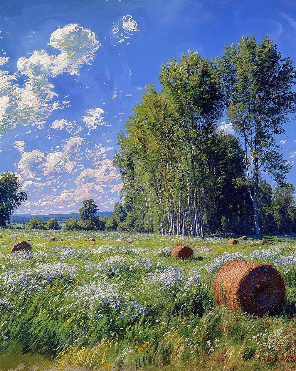 Champ de blé et fleurs au printemps, paysage - F. Abderrahim