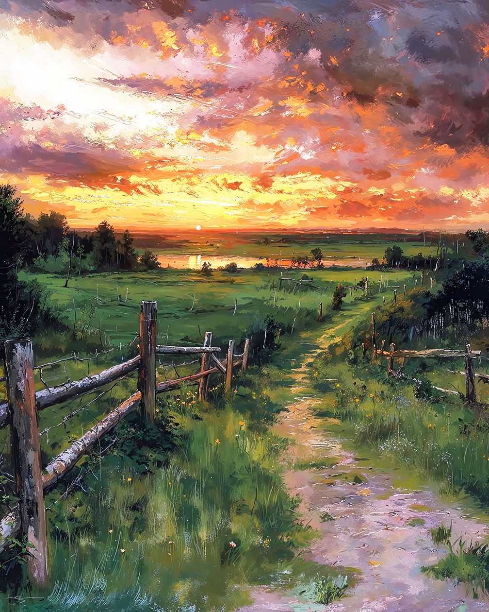 Paysage avec une prairie - F. Abderrahim