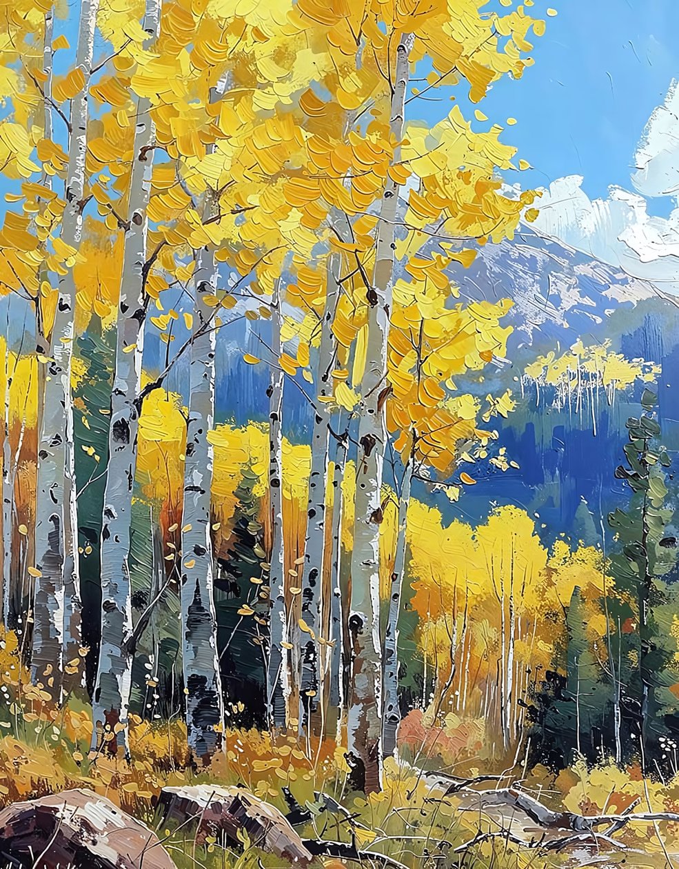 Arbres de bouleau avec des feuilles jaunes en automne - F. Abderrahim