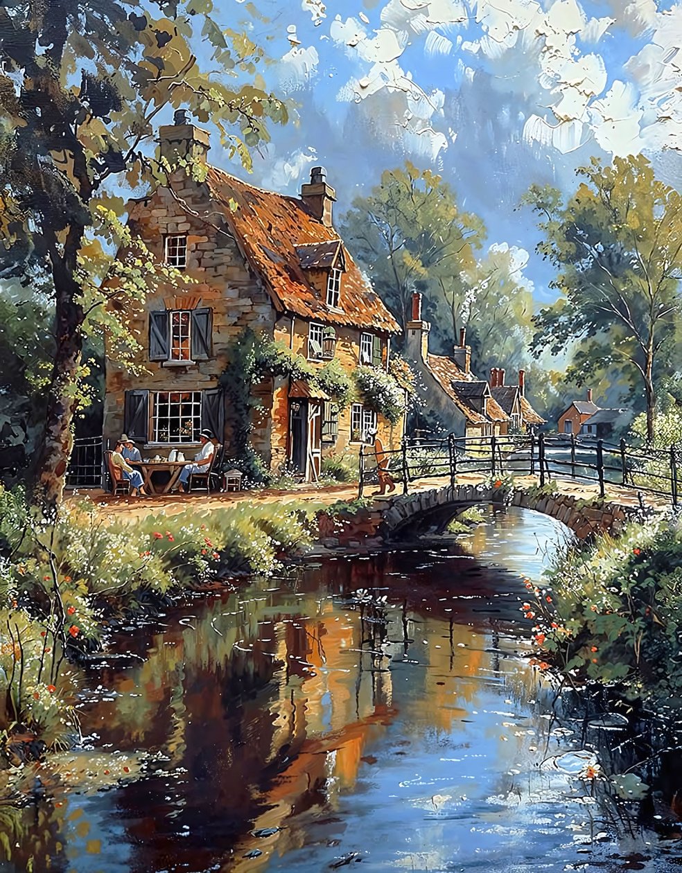 Un vieux pont sur un ruisseau à côté d