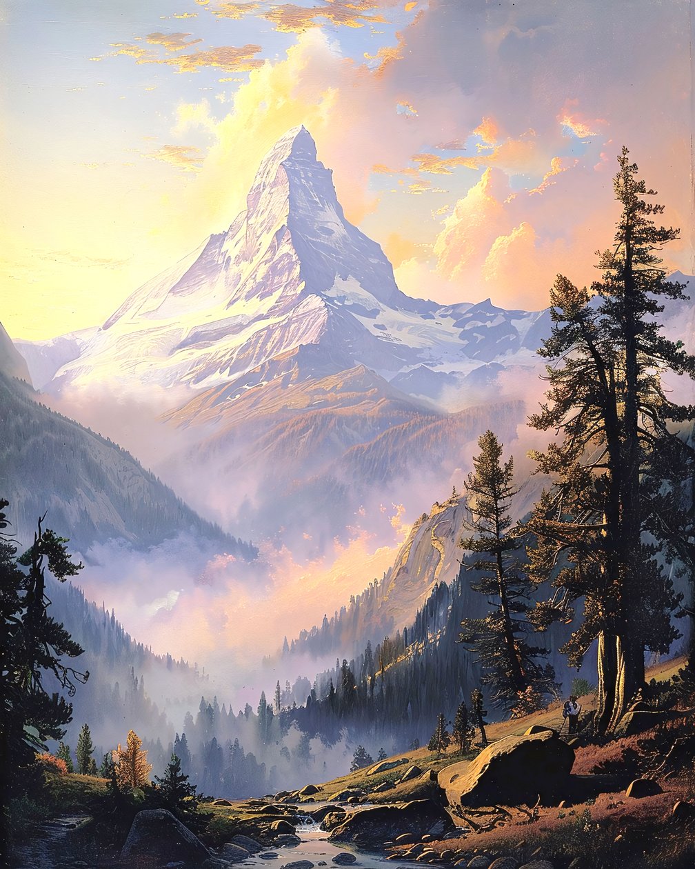 Paysage avec montagnes lointaines - F. Abderrahim