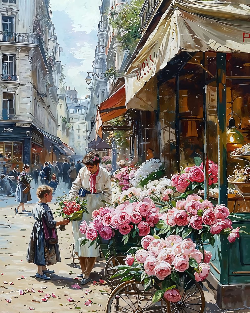 Femme des années 1920 vendant des fleurs - F. Abderrahim